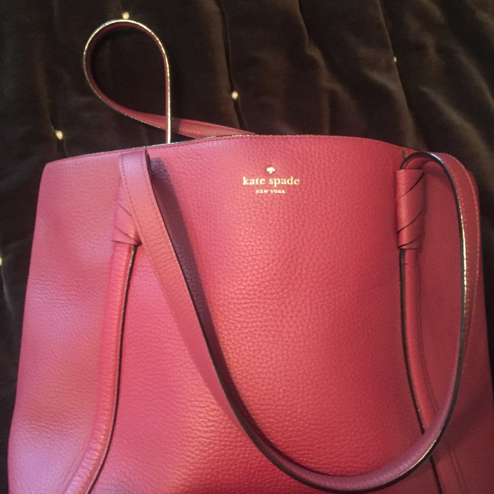 Kate Spade burgundy leather tote handbag like new
